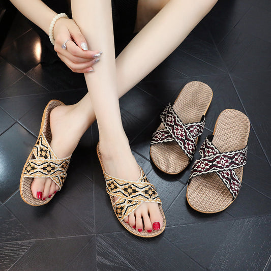 Couple Non-slip Cotton Linen Eva Soft Bottom Fashion Japan And South Korea Sandals